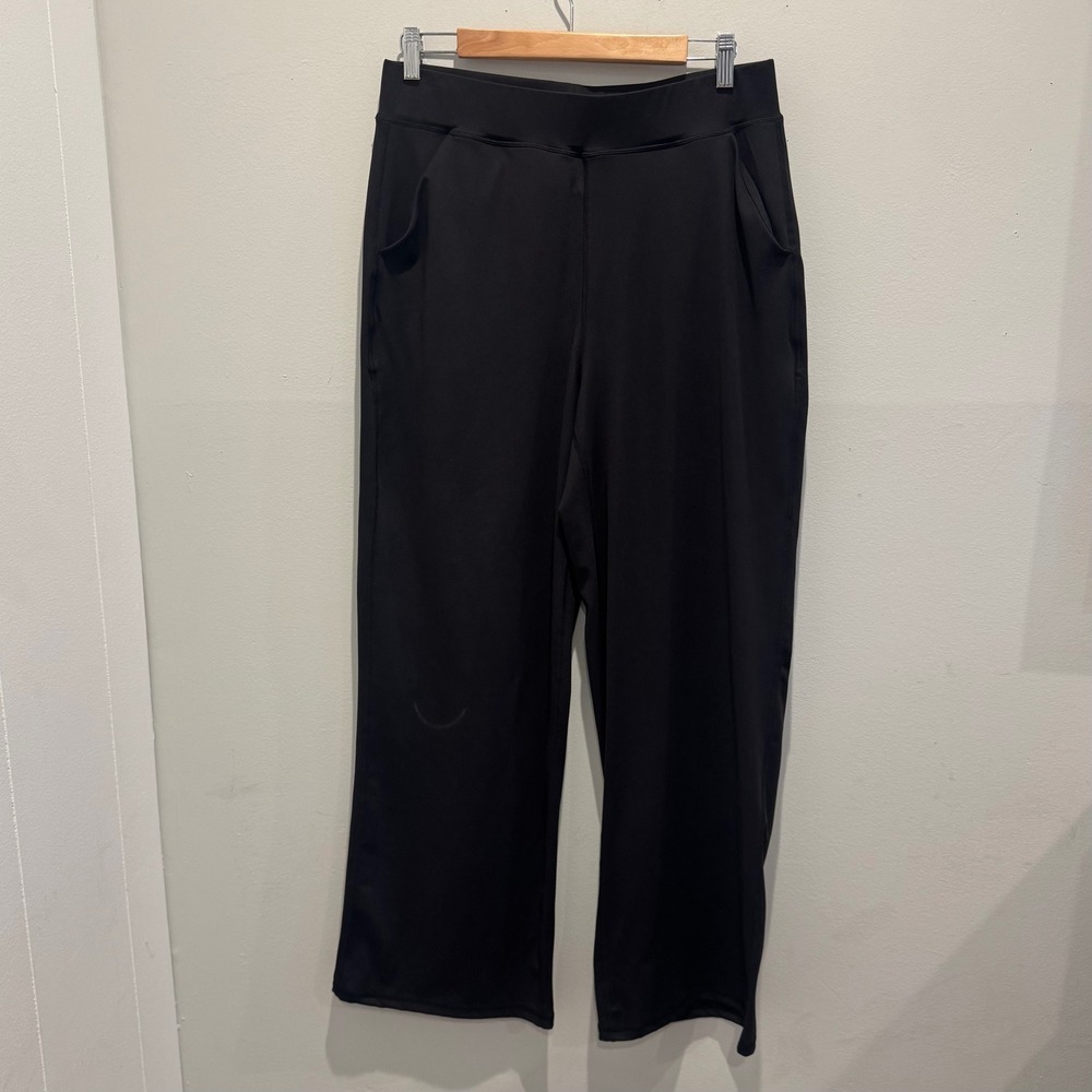 Move Theology Black Wide Leg Yoga Pants Comfy Stretch Pockets | Size L